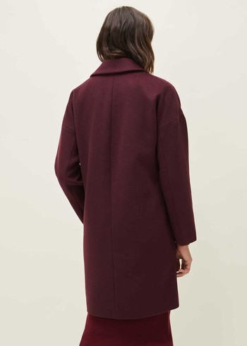 Phase Eight Emery Double Breasted Wool Coats Burgundy Canada | IKBGFT-028